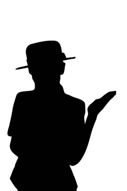 Beyaz şapkalı bir adamın silueti.