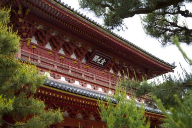 Tapınak manzarası, geleneksel Japon mimarisi.