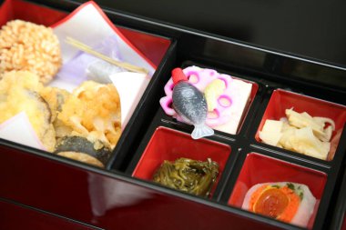 Japon mutfağı ve suşi, yakın çekim.