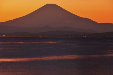 Fuji Dağı, Japonya 'nın gün batımı manzarası