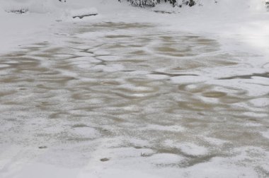 Kışın donmuş göl manzarası