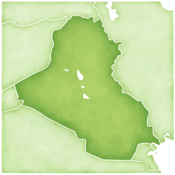 白い背景に隔離されたイラクの緑地図 — ストック写真