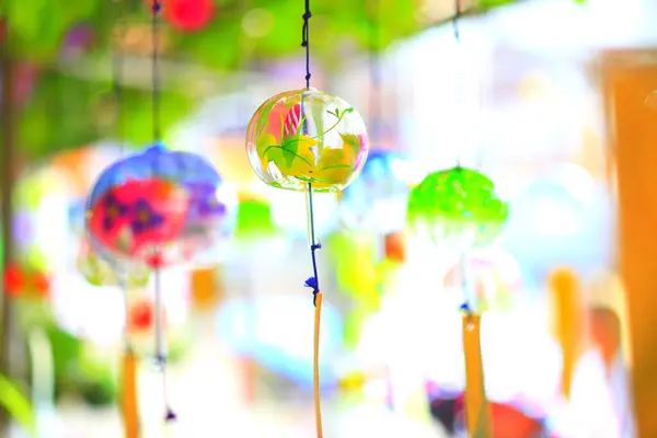 Close View Beautiful Traditional Japanese Glass Wind Chimes — Stock Photo, Image