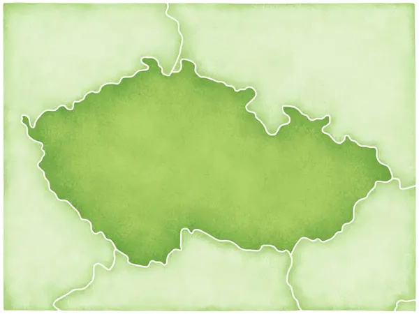 白い背景に隔離されたチェコの緑地図 — ストック写真