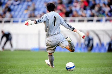 Asyalı futbolcuların arka plan görünümü 