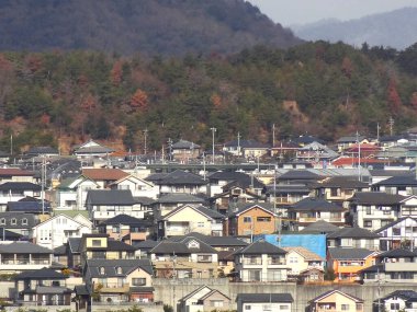 Miyajimaguchi şehir arka planı, Japonya 