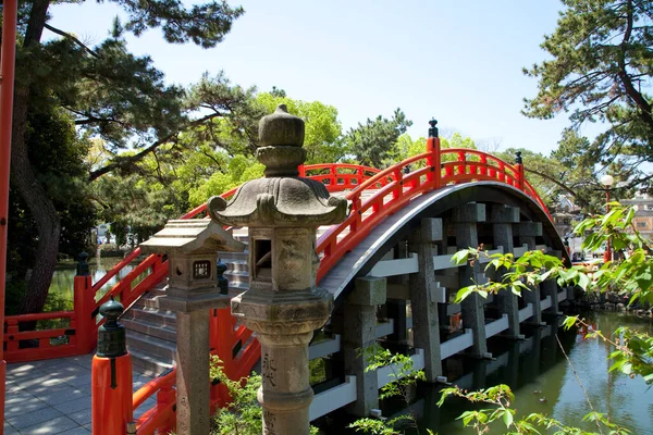 Beautiful Bridge Green Trees Park Japan — Stock Photo, Image