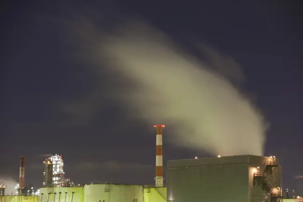 Japonya Daki Endüstriyel Fabrika Gece Görüşü — Stok fotoğraf