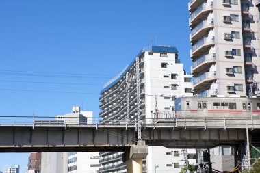 Şehirdeki modern binalar. Tokyo, Japonya 