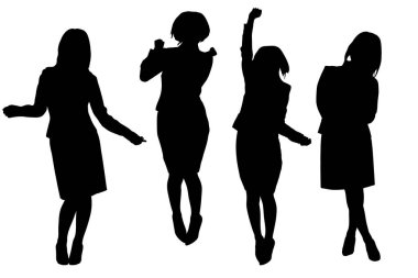 Beyaz arka planda iş kadınlarının silueti