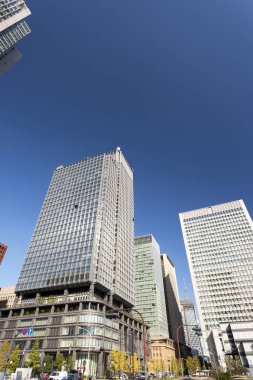 Tokyo, Japonya 'da binaları olan modern şehir manzarası