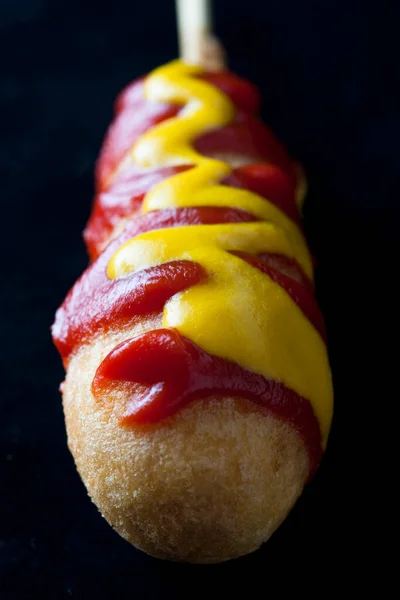 Close Hot Corn Dog Ketchup — Stock Photo, Image