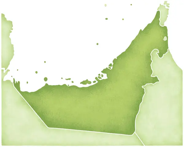 アラブ首長国連邦グリーンマップ 白い背景で隔離 — ストック写真