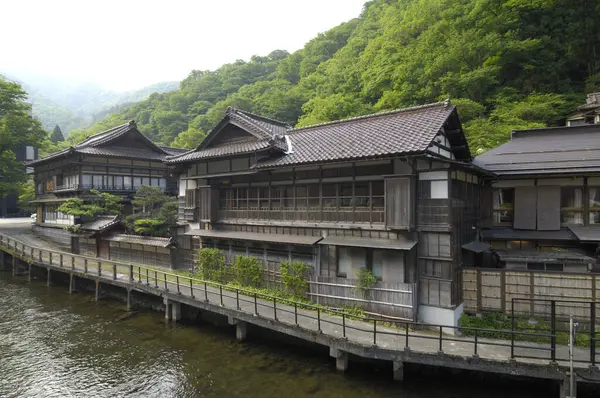 美丽的日本古代建筑的风景画 — 图库照片