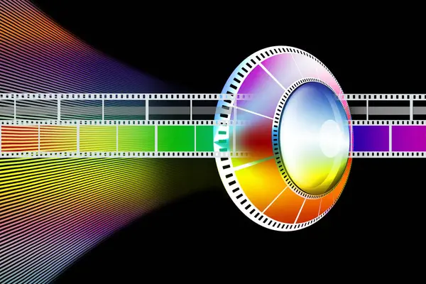 Gökkuşağı Renk Arkaplanlı Renkli Film Şeridi — Stok fotoğraf