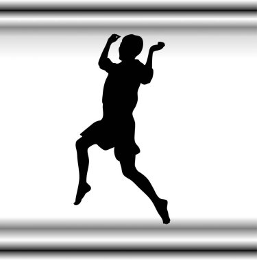 Beyaz arka planda zıplayan kadın silueti 