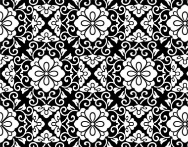 soyut çiçek deseni şablonu, bitki siluetleri ile dekoratif arkaplan