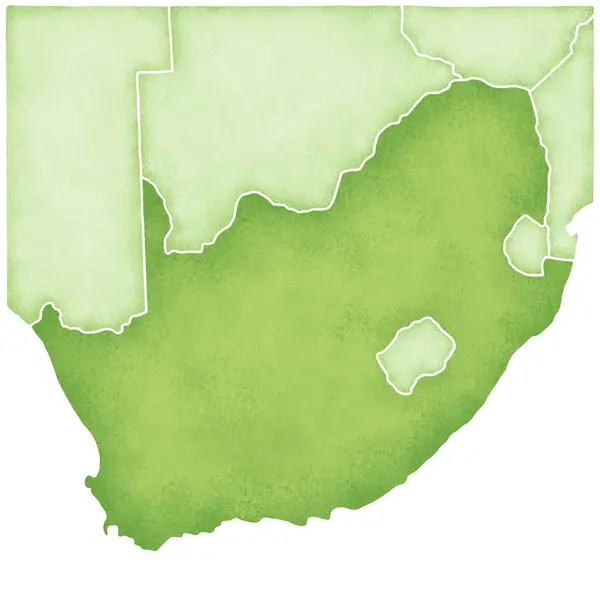 白い背景に隔離された南アフリカの緑地図 — ストック写真