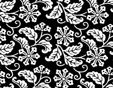 soyut çiçek deseni şablonu, bitki siluetleri ile dekoratif arkaplan