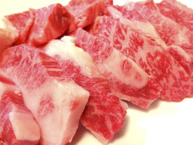 Beyaz tabakta çiğ et yığını