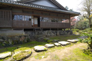 Japanese garden with a house 