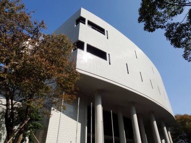 Şehir manzarası Japonya 'nın modern binalarını vurguluyor.