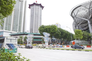 Modern şehir manzarası, şehir arkaplanı, Singapur 