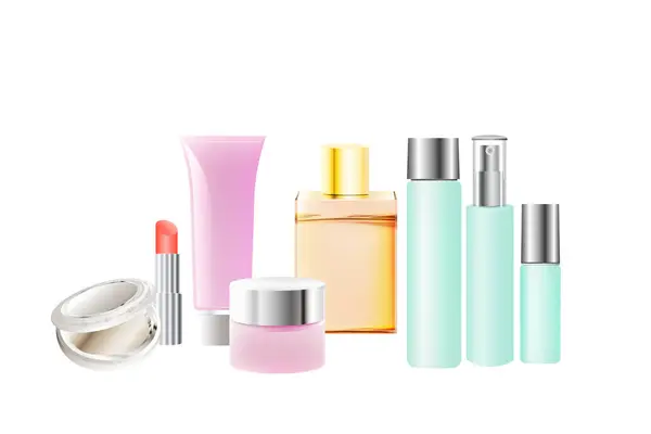 Een Verscheidenheid Aan Cosmetica Producten Een Witte Achtergrond — Stockfoto