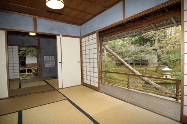 japanese traditional house with wooden door 