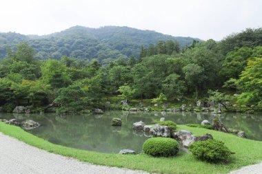 güzel Japon bahçe ağaçları ve gölet