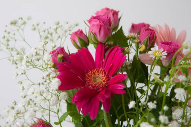 Bir buket parlak çiçek, stüdyo çekimi. 