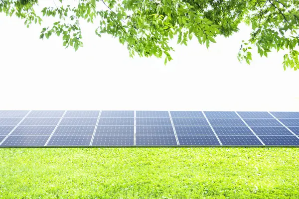 Zelený Solární Panel Trávě — Stock fotografie