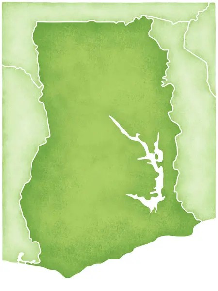 白い背景に隔離されたガーナの緑地図 — ストック写真