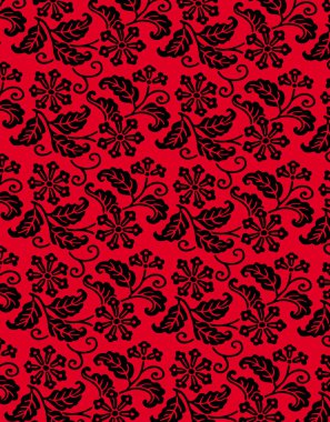 soyut çiçek deseni şablonu, bitki siluetleri ile dekoratif arkaplan