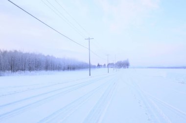 Arkaplan için güzel karlı manzaranın manzaralı görüntüsü