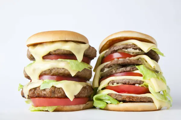 Chiusura Deliziosi Hamburger Con Lattuga Sullo Sfondo Primo Piano — Foto Stock