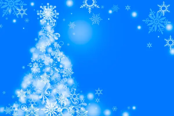 Blauwe Achtergrond Met Sneeuwvlokken Nieuwjaarsthema — Stockfoto