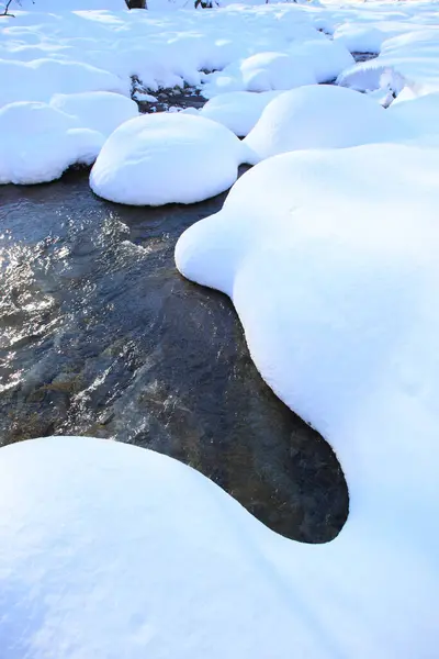 冬天白雪覆盖的河流 — 图库照片