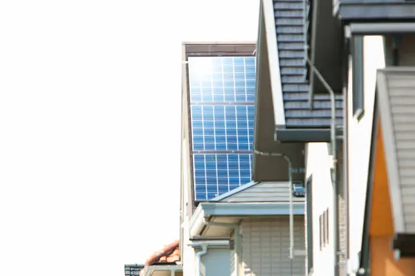 Panele Słoneczne Dachach Domów — Zdjęcie stockowe
