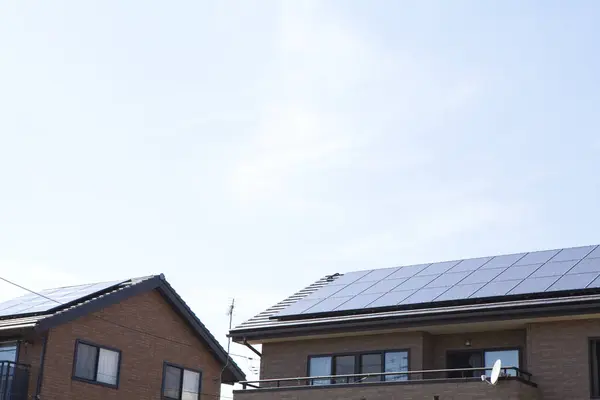 Solar Panels Roof Houses — Stock Photo, Image