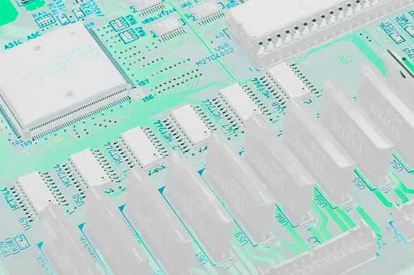 Computer Motherboard Components Closeup View — Stock Photo, Image