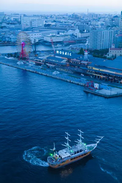 Night View Kobe Harbor Land Large Ship — Stock Photo, Image