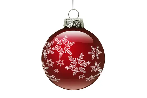 Bonito Ornamento Festivo Natal Vermelho Fundo Branco — Fotografia de Stock