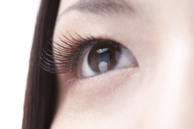 Kadınların gözünün önünü kapatın. Güzel Japon kadın.