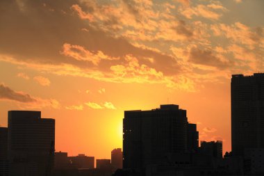 güzel şehir gökyüzü manzarası, kentsel arka plan konsepti 