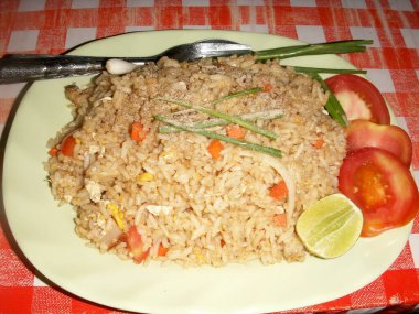 Lezzetli bir Asya yemeğinin yakın çekim görüntüsü