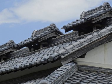 Geleneksel Japon binasındaki gri kiremitler