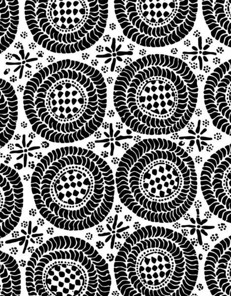 black and white pattern with a circular design