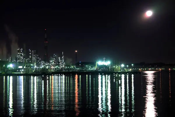 Ночной Вид Красивый Современный Город Огнями — стоковое фото