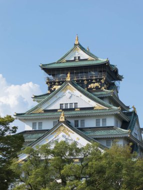 Osaka Şatosu 'nda güzel bir mimari, Osaka, Japonya